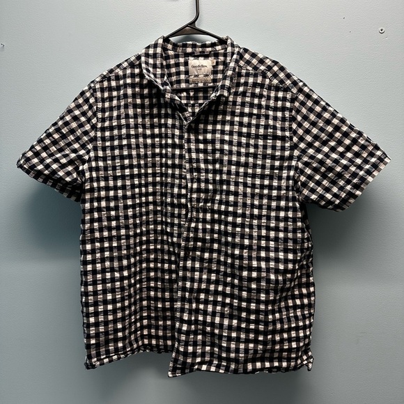 Men’s Good Fellow & Co Blue And White Plaid Button Down Short Sleeve Shirt XL - Picture 1 of 5